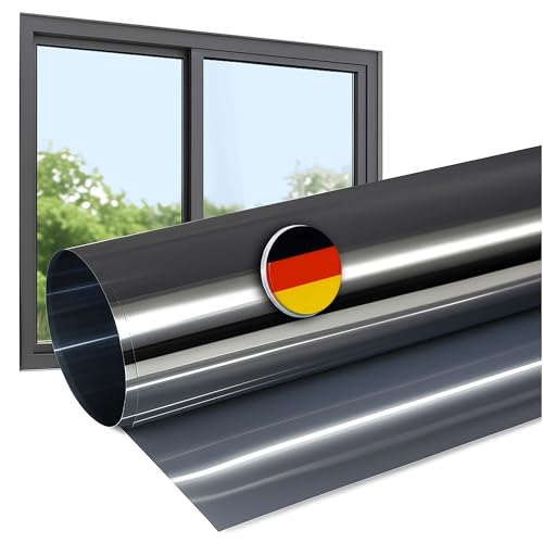 Rapid Teck Fensterfolie Sonnenschutz - 200cm x 91cm - Starke Verspiegelung - Hitzeschutzfolie Fenster 99% UV-Schutz - Spiegelfolie Fenster Sichtschutz - Sonnenschutzfolie Fenster außen von Rapid Teck