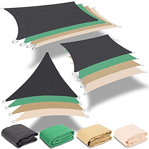 Rapid Teck Sonnensegel Dreieck Sand 5x5x5m Sonnenschutz Windschutz Sonnendach UV Schutz HDPE Atmungsaktiv für Garten Balkon Terrasse von Rapid Teck