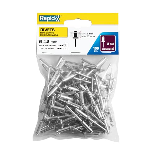 Rapid Blindnieten Aluminium Standard Ø 4,8mm, 9-12mm Klemmbereich, 100 Stück pro Beutel, für Blindnietzangen Rapid Blindnieten Aluminium Standard Ø 4,8mm, 9-12mm Klemmbereich, 100 Stück pro Beutel, für Blindnietzangen von Rapid