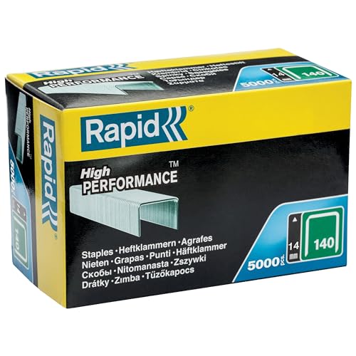 Rapid Tackerklammern Typ 140, 14mm Klammern, 5.000 Stk. Grosspackung, Flachdrahtklammern für Holz und Folien von Rapid