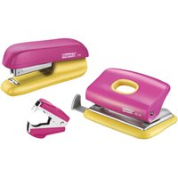 Rapid Locher und Heftgeräte Set pink/gelb von Rapid