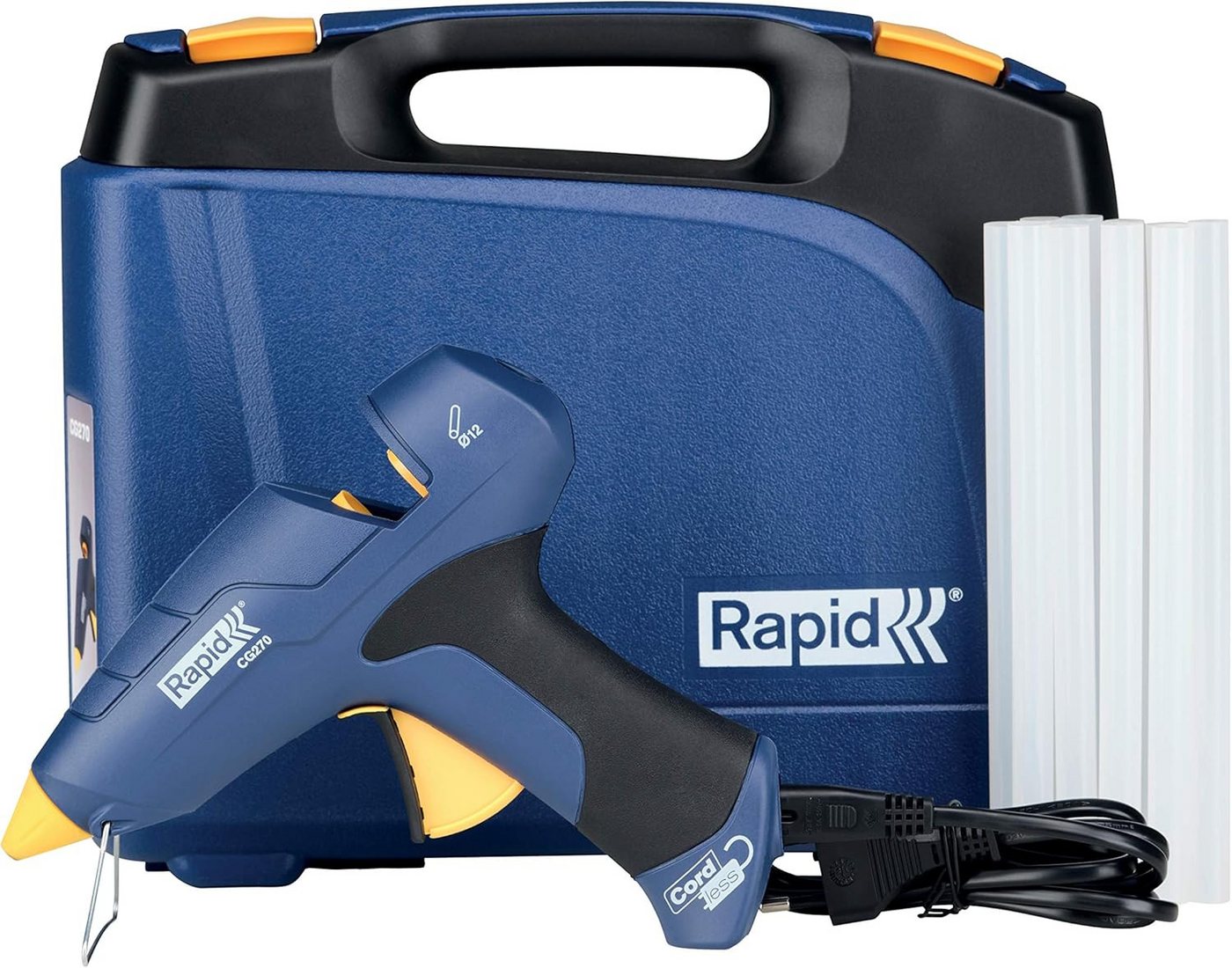 Rapid Heißklebepistole CG270 Set mit 10 Klebesticks 400 g/h Klebepistole, (1 St), 7 Minuten kabelloses Arbeiten, für 12 mm Klebesticks von Rapid