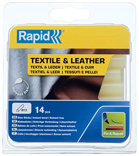 Rapid Heißklebesticks für Textil und Leder, 14 Klebesticks 94mm Länge, Spezialkleber, Heißkleber für Heißklebepistole 11mm, 12mm von Rapid