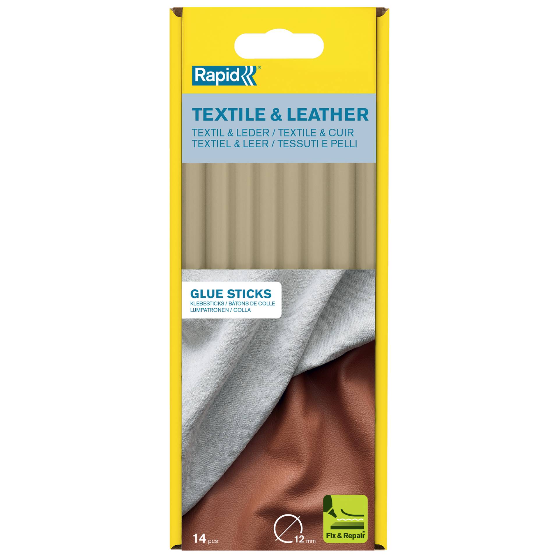 Rapid Klebestick für Textil und Leder gelb Ø 12 x 190 mm 14 Stück von Rapid