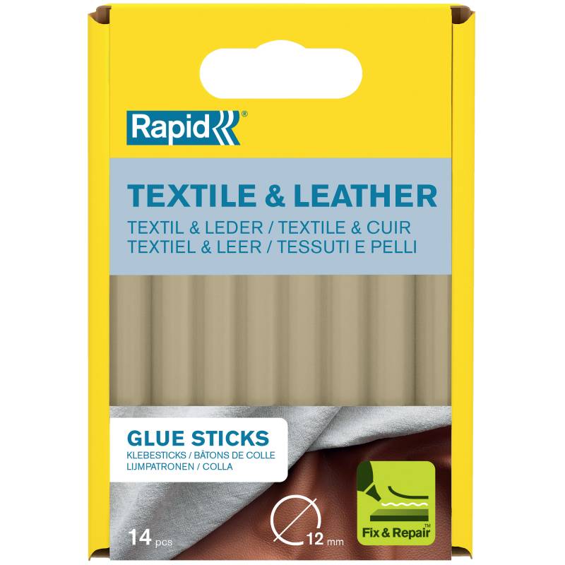 Rapid Klebestick für Textil und Leder gelb Ø 12 x 94 mm 14 Stück von Rapid