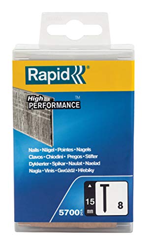 Rapid Nägel Typ 8, 15mm Stauchkopfnägel 18Ga, 5.700 Stk. Kunststoffbox, für tacker, druckluftnagler und elektronagler von Rapid