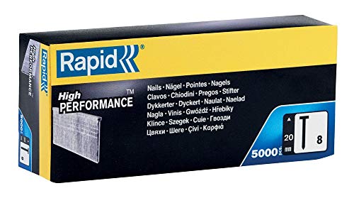 Rapid Nägel Typ 8, 20mm Stauchkopfnägel 18Ga, 5.000 Stk. Grosspackung, für tacker, druckluftnagler und elektronagler von Rapid