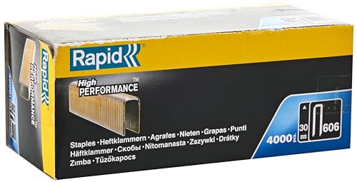 Rapid Tackerklammern Typ 606, 30mm Klammern, 4.000 Stk. Grosspackung, Schmalrückenklammern für Holz mit geharzte Oberfläche von Rapid