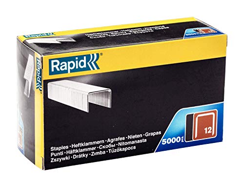 Rapid Tackerklammern Typ 12, 8mm Klammern, 5.000 Stk. Grosspackung, Flachdrahtklammern für Polstern von Rapid