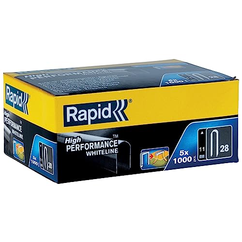 Rapid Tackerklammern Typ 28, 11mm Klammern, weiß, 5x1.000 Stk. Grosspackung, mit runden Rücken für kabel bis zu 4,5mm Rapid Tackerklammern Typ 28, 11mm Klammern, weiß, 5x1.000 Stk. Grosspackung, mit runden Rücken für kabel bis zu 4,5mm von Rapid