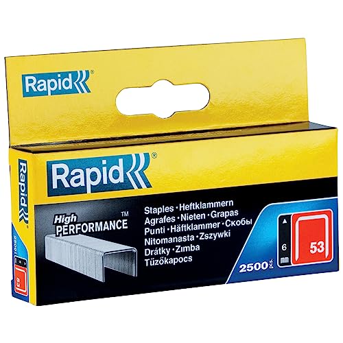 Rapid Tackerklammern Typ 53, 6mm Klammern, 2.500 Stk., Feindrahtklammern für Holz und Stoffe von Rapid