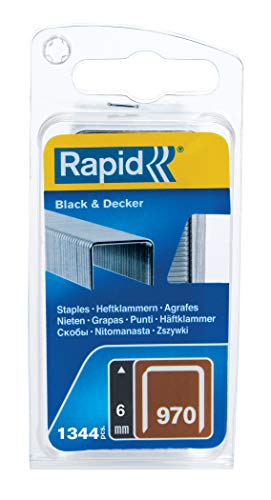 Rapid Tackerklammern Typ 970, 6mm Klammern, 1.344 Stk., Flachdrahtklammern für Black & Decker Hand- und Elektrotacker von Rapid