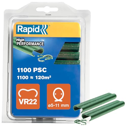 Rapid Zaun-Ringklammern VR22 Grün, 1.100 Stk., zur Befestigung von Spanndrähten an Zäunen, für FP222 und FP20 Zaunzange von RAPID