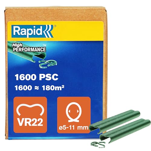Rapid Zaun-Ringklammern VR22 Grün, 1.600 Stk., zur Befestigung von Spanndrähten an Zäunen, für FP222 und FP20 Zaunzange von RAPID