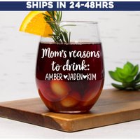 Mütter Gründe Zu Trinken, Personalisiertes Mutterglas, Benutzerdefinierte Weinglas Für Mutter, Muttertagsgeschenk Geschenkideen Mutter von RapidSipDrinkware