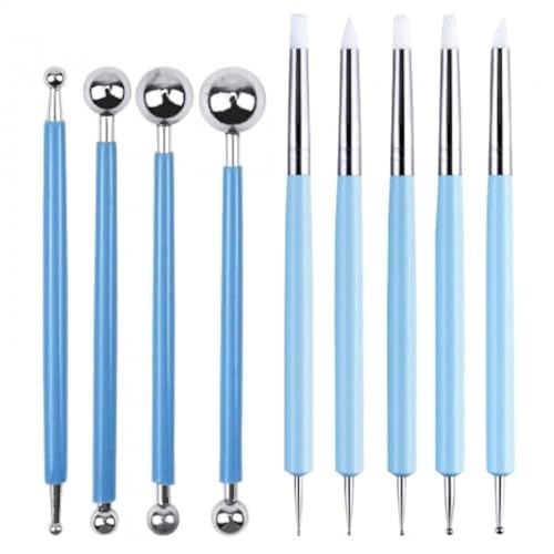9 Stück Modellierwerkzeug, Keramik Tool Double-End Modellier-Werkzeug Set, Prägestift, Skulptur Modellierwerkzeuge, Dotting Tool, Carving Tools von Rapidbok