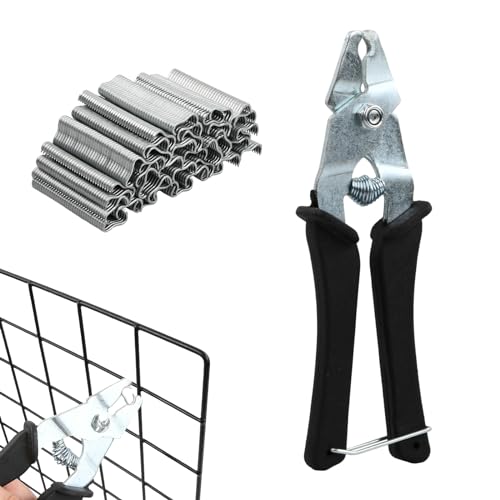 Rapidbok1 x Schweineringzange und 1200 x Klammern, Hog Ringzange Federbelastet Zangen Set, Wurstclipper Wurstklipper, Wurst Clipper Zange,Hog Ring Zange für Auto Kissen Sofas Zäune Pet Käfige von Rapidbok