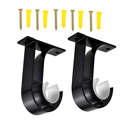 Vorhangstangenhalterung aus Aluminiumlegierung – Deckenhalterung, Gardinenstangenhalterung, Wandhalter, Duschschrank-Stangenendhalter, Schrankstange und Kleiderstange (28mm) mit Schrauben, Schwarze von Rapidbok