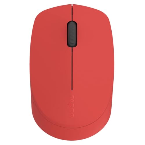 Rapoo M100 Silent kabellose Maus wireless Mouse 1300 DPI Sensor 9 Monate Batterielaufzeit leise Tasten ergonomisch für Links- und Rechtshänder PC & Mac - rot von Rapoo