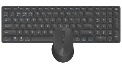 RAPOO | Kabellose Tastatur und Maus 9700M (QWERTY-Tastatur und ergonomische Bluetooth-Maus, kompatibel mit Windows und Mac, Akku, leises Klicken, Verbindung mit Mehreren Geräten) Schwarz von Rapoo