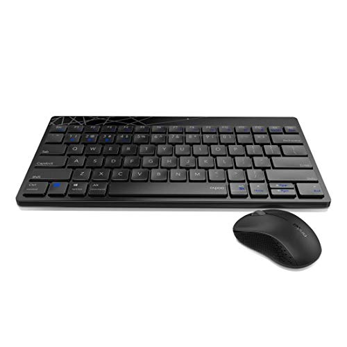 Rapoo 8000M kabelloses Tastatur-Maus Set Wireless Deskset 1300 DPI Sensor 12 Monate Batterielaufzeit kompakt DE-Layout QWERTZ PC & Mac - schwarz/grau von Rapoo