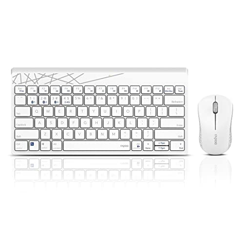 Rapoo 8000M kabelloses Tastatur-Maus Set Wireless Deskset 1300 DPI Sensor 12 Monate Batterielaufzeit kompakt DE-Layout QWERTZ PC & Mac - weiß von Rapoo