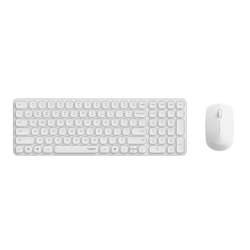 Rapoo 9310M kabelloses Tastatur-Maus Set Wireless Deskset 2400 DPI Sensor bis zu 12 Monate Batterielaufzeit flaches Aluminium Design DE-Layout QWERTZ PC & Mac - weiß von Rapoo