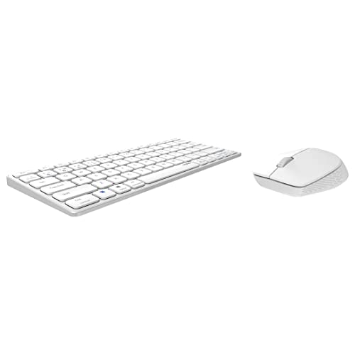 Rapoo 9600M kabelloses Tastatur-Maus Set Wireless Deskset 1300 DPI Sensor wiederaufladbarer Akku flaches Aluminium Design DE-Layout QWERTZ PC & Mac - weiß von Rapoo