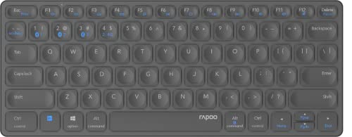 Rapoo 9600M UI Wireless Tastatur mit Multimedia Tasten und Funktionstasten, Computer, USB, Bluetooth, 2.4GHz Verbindung, Betriebsreichweite bis 10m, Grau von Rapoo