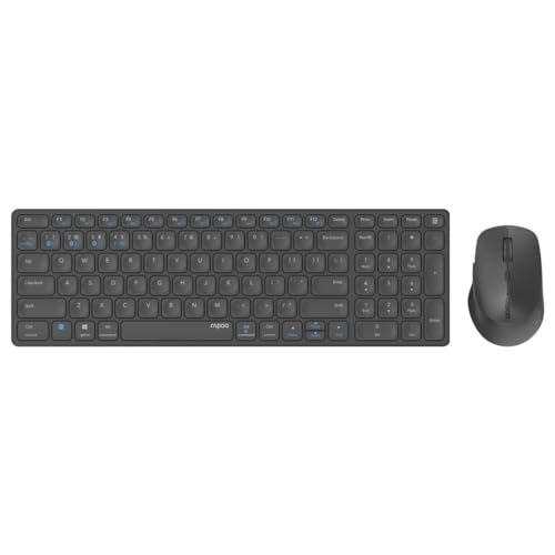 Rapoo 9700M kabelloses Tastatur-Maus Set Wireless Deskset 1600 DPI Sensor wiederaufladbarer Akku flaches Aluminium Design DE-Layout QWERTZ PC & Mac - dark grey von Rapoo