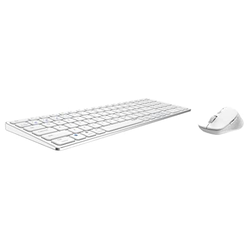 Rapoo 9700M kabelloses Tastatur-Maus Set Wireless Deskset 1600 DPI Sensor wiederaufladbarer Akku flaches Aluminium Design DE-Layout QWERTZ PC & Mac - weiß von Rapoo