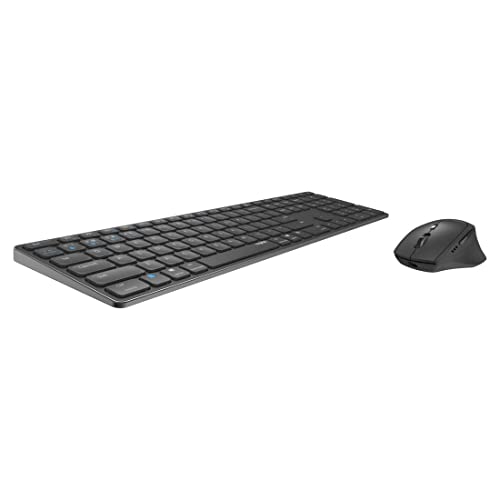 Rapoo 9800M kabelloses Tastatur-Maus Set Wireless Deskset 1600 DPI Sensor wiederaufladbarer Akku flaches Aluminium Design DE-Layout QWERTZ PC & Mac - dark grey von Rapoo