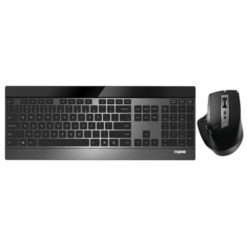 Rapoo 9900M kabelloses Tastatur-Maus Set Wireless Deskset 3200 DPI Sensor wiederaufladbarer Akku flaches Aluminium Design DE-Layout QWERTZ PC & Mac - schwarz Rapoo 9900M kabelloses Tastatur-Maus Set Wireless Deskset 3200 DPI Sensor wiederaufladbarer Akku flaches Aluminium Design DE-Layout QWERTZ PC & Mac - schwarz von Rapoo