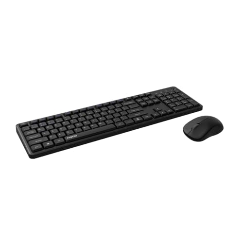 Rapoo Bluetooth Tastatur mit Maus Set Kabellos Leise 8150M QWERTZ Wireless Silent Computertastatur Mouse Schnurlos Funktastatur Full Size Devices PC Dunkelgrau von Rapoo