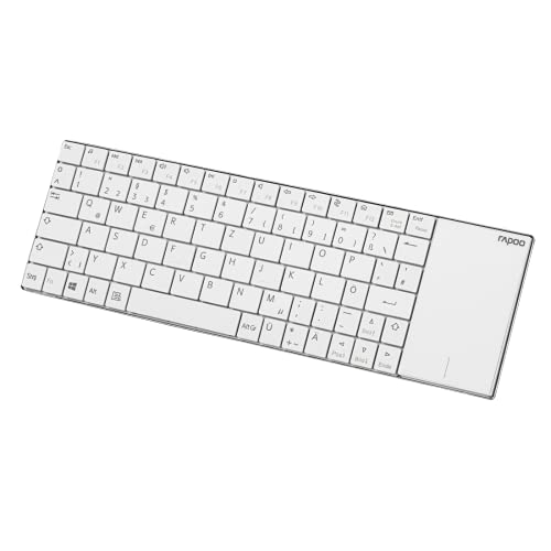 Rapoo E2710 kabellose Multimedia Tastatur wireless Keyboard flaches Edelstahl Design 6 Monate Batterielaufzeit DE-Layout QWERTZ PC & Mac - weiß, Kompakt von Rapoo