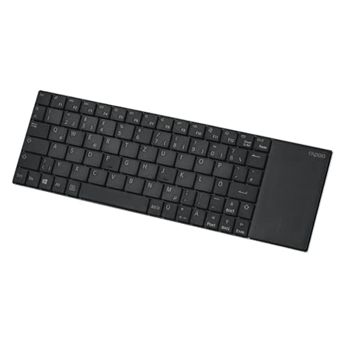 Rapoo E2710 kabellose Multimedia Tastatur wireless Keyboard flaches Edelstahl Design 6 Monate Batterielaufzeit DE-Layout QWERTZ PC & Mac - schwarz, Kompakt von Rapoo