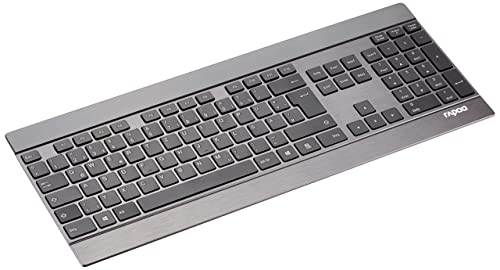 Rapoo E9270P kabellose Tastatur wireless Keyboard ultraflaches 4 mm Tastaturdesign aus Edelstahl und Aluminium 9 Monate Batterielaufzeit DE-Layout QWERTZ PC & Mac - schwarz von Rapoo