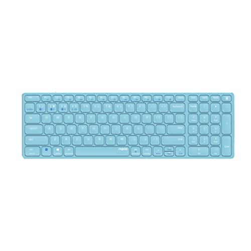 Rapoo E9700M kabellose Tastatur Wireless Keyboard wiederaufladbarer Akku flaches Aluminium Design DE-Layout QWERTZ PC & Mac - blau von Rapoo