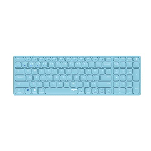 Rapoo E9700M kabellose Tastatur Wireless Keyboard wiederaufladbarer Akku flaches Aluminium Design DE-Layout QWERTZ PC & Mac - blau von Rapoo
