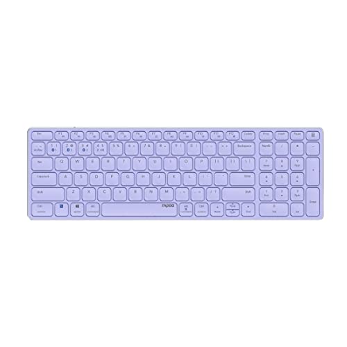 Rapoo E9700M kabellose Tastatur Wireless Keyboard wiederaufladbarer Akku flaches Aluminium Design DE-Layout QWERTZ PC & Mac - lila von Rapoo