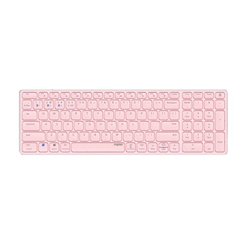 Rapoo E9700M kabellose Tastatur Wireless Keyboard wiederaufladbarer Akku flaches Aluminium Design DE-Layout QWERTZ PC & Mac - pink von Rapoo