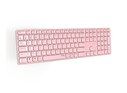 Rapoo E9800M E9800M Kabellose Multimode-Tastatur, wiederaufladbar, mit Bluetooth, 2,4 GHz, Konnektivität für Verschiedene Geräte und schlankes Design, Rosa von Rapoo