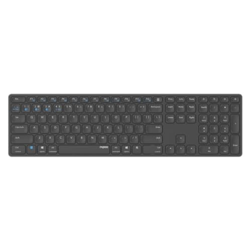 Rapoo E9800M kabellose Tastatur wireless Keyboard flaches Aluminium Design umweltfreundlicher wiederaufladbarer Akku DE-Layout QWERTZ PC & Mac - schwarz von Rapoo