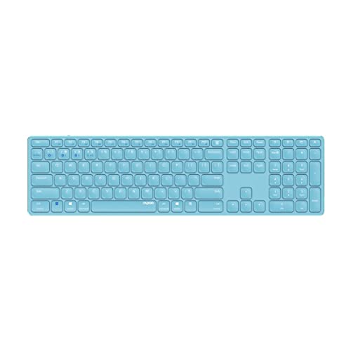 Rapoo E9800M kabellose Tastatur Wireless Keyboard wiederaufladbarer Akku flaches Aluminium Design DE-Layout QWERTZ PC & Mac - blau von Rapoo