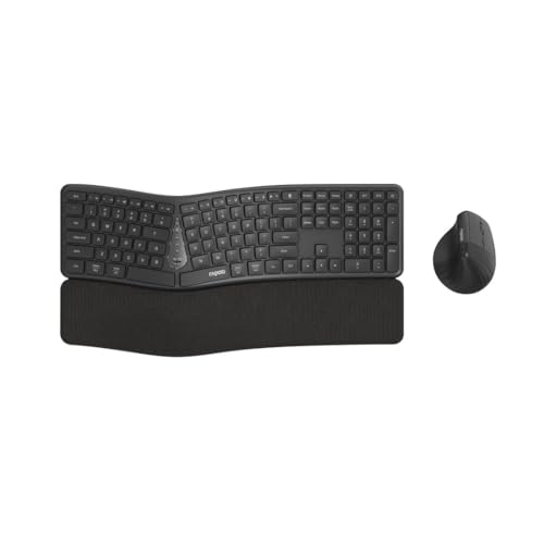 Rapoo Ergonomische Tastatur mit Maus Kabellos 8810ME QWERTZ Ergonomisches Tastatur und Vertikalmaus Set Wireless Keyboard Mouse Bluetooth Funktastatur Full Size Multi Devices Dunkelgrau Rapoo Ergonomische Tastatur mit Maus Kabellos 8810ME QWERTZ Ergonomisches Tastatur und Vertikalmaus Set Wireless Keyboard Mouse Bluetooth Funktastatur Full Size Multi Devices Dunkelgrau von Rapoo