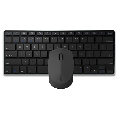 Rapoo - Kabelloses Multimode-Tastatur- und Maus-Set mit Bluetooth und 2,4-GHz-Verbindung und Konnektivität für mehrere Geräte, 9000M, Schwarz von Rapoo