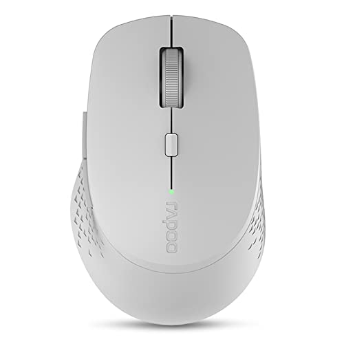 Rapoo M300 Silent kabellose Maus wireless Mouse 1600 DPI Sensor 9 Monate Batterielaufzeit leise Tasten ergonomisch für Rechtshänder PC & Mac - hellgrau von Rapoo