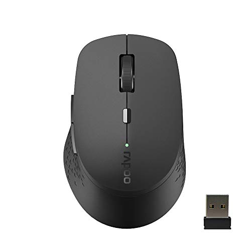 Rapoo M300 Silent kabellose Maus wireless Mouse 1600 DPI Sensor 9 Monate Batterielaufzeit leise Tasten ergonomisch für Rechtshänder PC & Mac - dunkelgrau, Kompakt von Rapoo