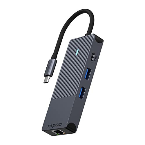 Rapoo UCM-2004 USB-C Multiport Adapter 8-in-1, 100W Power Delievery, 4k HDMI, 1 Gbps LAN, 1 USB-C und 2 USB-A 3.0 Datenports, Micro SD / SD Speicherkartenleser, kompatibel mit MacBook Pro und mehr Rapoo UCM-2004 USB-C Multiport Adapter 8-in-1, 100W Power Delievery, 4k HDMI, 1 Gbps LAN, 1 USB-C und 2 USB-A 3.0 Datenports, Micro SD / SD Speicherkartenleser, kompatibel mit MacBook Pro und mehr von Rapoo