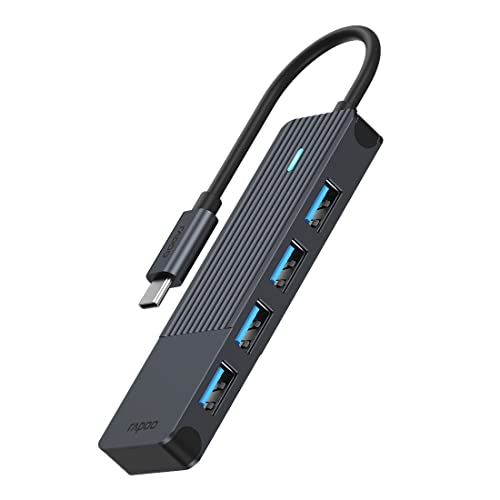 Rapoo UCH-4001 USB-C auf USB-A Hub, Aluminium, 4x USB-A Datenports, kompatibel mit MacBook Pro, MacBook Air, iPad Air / Pro, Surface Pro / Go, Laptop, Notebook, Smartphone von Rapoo